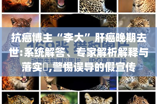 抗癌博主“李大”肝癌晚期去世:系統(tǒng)解答、專家解析解釋與落實(shí)?,警惕誤導(dǎo)的假宣傳