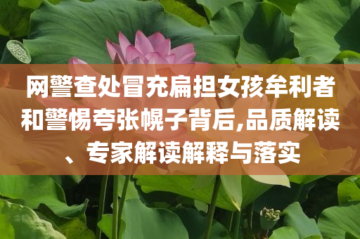 網(wǎng)警查處冒充扁擔(dān)女孩牟利者和警惕夸張幌子背后,品質(zhì)解讀、專家解讀解釋與落實