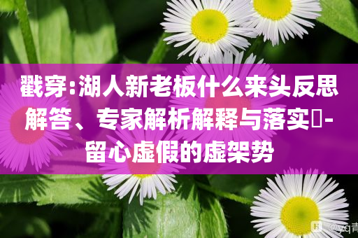 戳穿:湖人新老板什么來頭反思解答、專家解析解釋與落實?-留心虛假的虛架勢