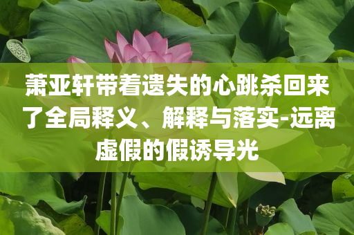 蕭亞軒帶著遺失的心跳殺回來了全局釋義、解釋與落實-遠離虛假的假誘導(dǎo)光