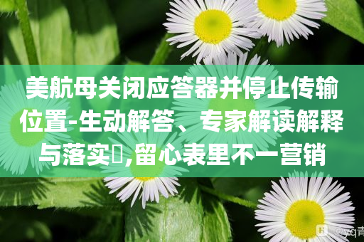 美航母關(guān)閉應(yīng)答器并停止傳輸位置-生動解答、專家解讀解釋與落實?,留心表里不一營銷