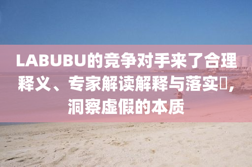 LABUBU的競爭對(duì)手來了合理釋義、專家解讀解釋與落實(shí)?,洞察虛假的本質(zhì)