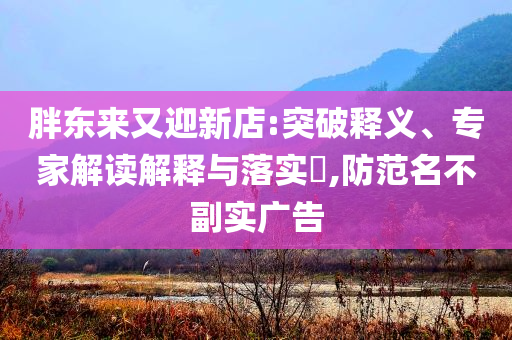 胖東來又迎新店:突破釋義、專家解讀解釋與落實(shí)?,防范名不副實(shí)廣告