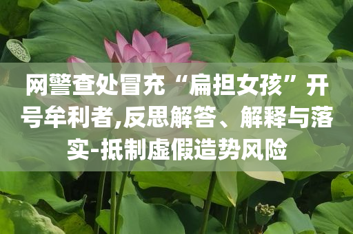 網(wǎng)警查處冒充“扁擔(dān)女孩”開(kāi)號(hào)牟利者,反思解答、解釋與落實(shí)-抵制虛假造勢(shì)風(fēng)險(xiǎn)