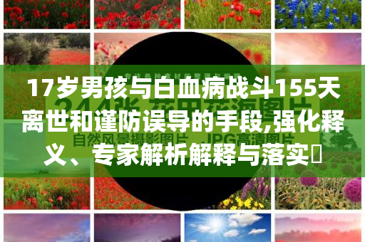 17歲男孩與白血病戰(zhàn)斗155天離世和謹防誤導的手段,強化釋義、專家解析解釋與落實?