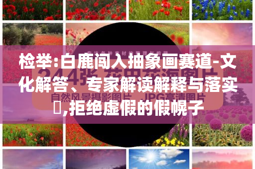 檢舉:白鹿闖入抽象畫賽道-文化解答、專家解讀解釋與落實?,拒絕虛假的假幌子