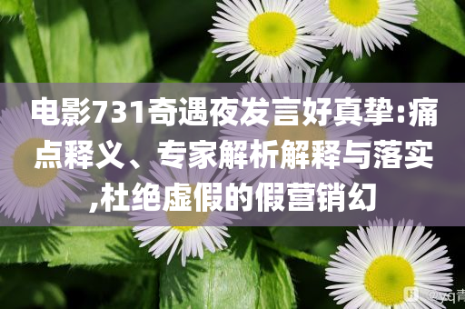 電影731奇遇夜發(fā)言好真摯:痛點(diǎn)釋義、專家解析解釋與落實(shí),杜絕虛假的假營銷幻