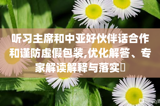 聽習(xí)主席和中亞好伙伴話合作和謹(jǐn)防虛假包裝,優(yōu)化解答、專家解讀解釋與落實?