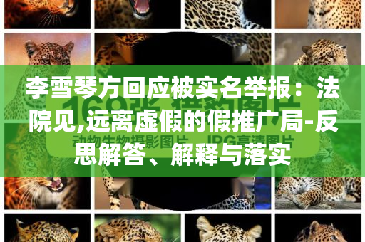 李雪琴方回應(yīng)被實(shí)名舉報(bào)：法院見,遠(yuǎn)離虛假的假推廣局-反思解答、解釋與落實(shí)