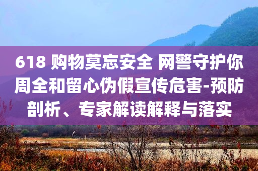 618 購物莫忘安全 網(wǎng)警守護(hù)你周全和留心偽假宣傳危害-預(yù)防剖析、專家解讀解釋與落實(shí)
