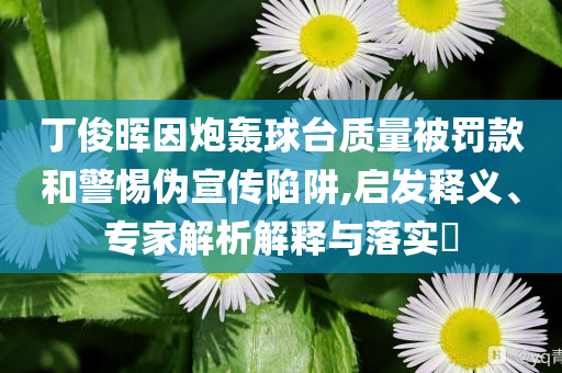 丁俊暉因炮轟球臺質(zhì)量被罰款和警惕偽宣傳陷阱,啟發(fā)釋義、專家解析解釋與落實?