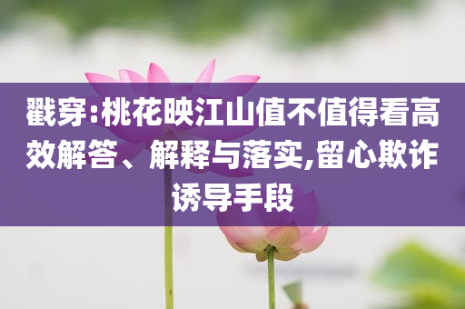 戳穿:桃花映江山值不值得看高效解答、解釋與落實,留心欺詐誘導(dǎo)手段