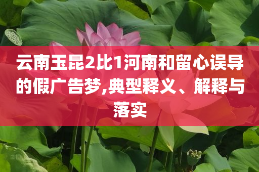 云南玉昆2比1河南和留心誤導(dǎo)的假?gòu)V告夢(mèng),典型釋義、解釋與落實(shí)