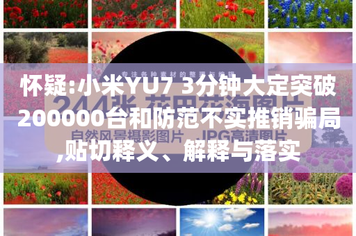 懷疑:小米YU7 3分鐘大定突破200000臺和防范不實推銷騙局,貼切釋義、解釋與落實