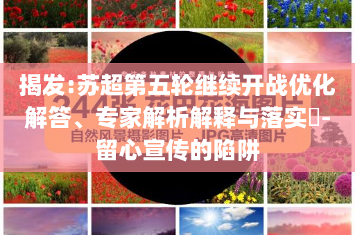 揭發(fā):蘇超第五輪繼續(xù)開(kāi)戰(zhàn)優(yōu)化解答、專(zhuān)家解析解釋與落實(shí)?-留心宣傳的陷阱