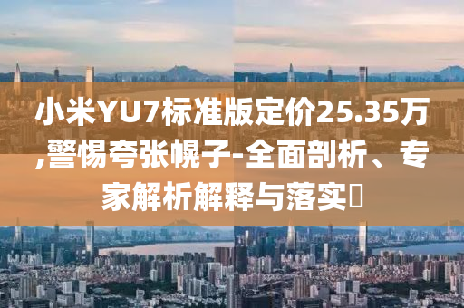 小米YU7標(biāo)準(zhǔn)版定價25.35萬,警惕夸張幌子-全面剖析、專家解析解釋與落實?