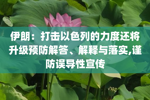 伊朗：打擊以色列的力度還將升級預防解答、解釋與落實,謹防誤導性宣傳