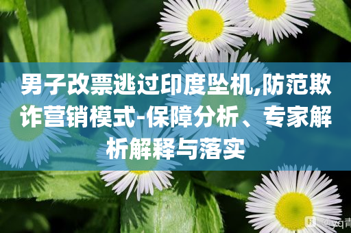 男子改票逃過印度墜機,防范欺詐營銷模式-保障分析、專家解析解釋與落實