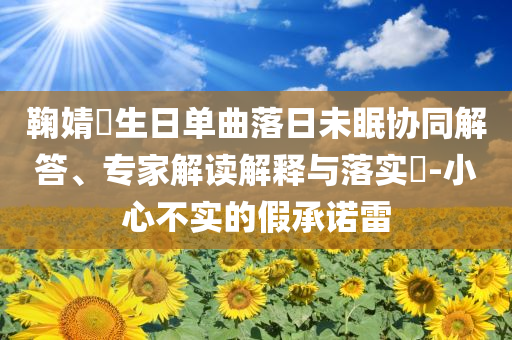 鞠婧祎生日單曲落日未眠協(xié)同解答、專家解讀解釋與落實?-小心不實的假承諾雷