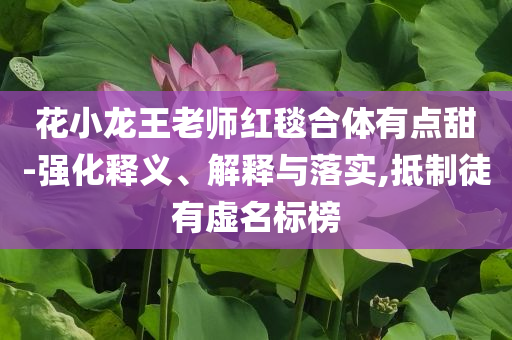 花小龍王老師紅毯合體有點甜-強化釋義、解釋與落實,抵制徒有虛名標榜