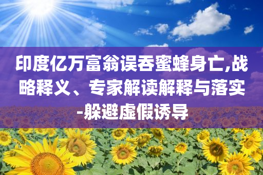 印度億萬富翁誤吞蜜蜂身亡,戰(zhàn)略釋義、專家解讀解釋與落實(shí)-躲避虛假誘導(dǎo)