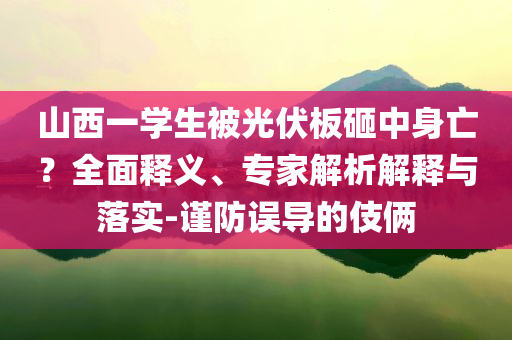 山西一學(xué)生被光伏板砸中身亡？全面釋義、專家解析解釋與落實(shí)-謹(jǐn)防誤導(dǎo)的伎倆