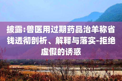 披露:獸醫(yī)用過期藥品治羊稱省錢透徹剖析、解釋與落實-拒絕虛假的誘惑