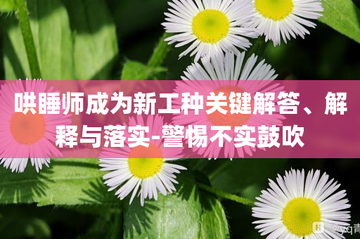 哄睡師成為新工種關(guān)鍵解答、解釋與落實(shí)-警惕不實(shí)鼓吹