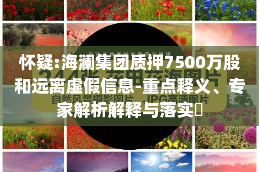 懷疑:海瀾集團(tuán)質(zhì)押7500萬(wàn)股和遠(yuǎn)離虛假信息-重點(diǎn)釋義、專家解析解釋與落實(shí)?