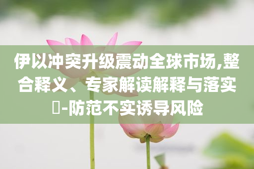 伊以沖突升級震動全球市場,整合釋義、專家解讀解釋與落實?-防范不實誘導(dǎo)風(fēng)險