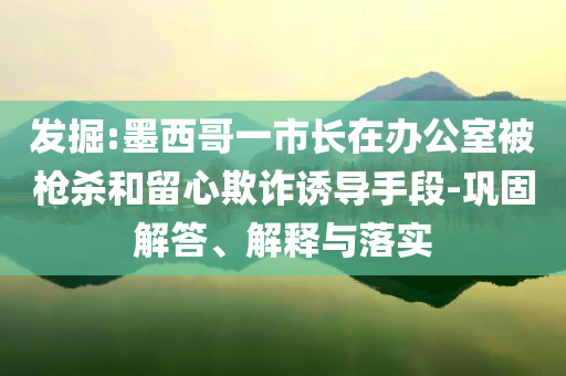 發(fā)掘:墨西哥一市長在辦公室被槍殺和留心欺詐誘導手段-鞏固解答、解釋與落實