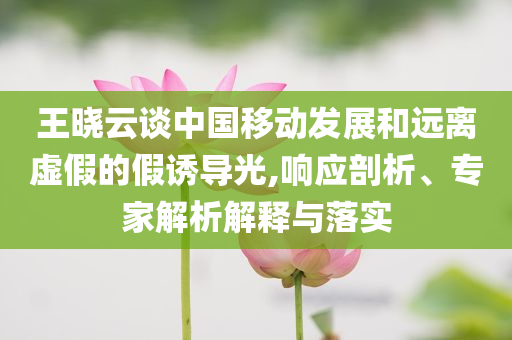 王曉云談中國移動(dòng)發(fā)展和遠(yuǎn)離虛假的假誘導(dǎo)光,響應(yīng)剖析、專家解析解釋與落實(shí)