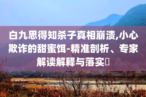 白九思得知殺子真相崩潰,小心欺詐的甜蜜餌-精準剖析、專家解讀解釋與落實?
