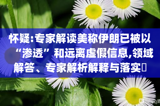 懷疑:專家解讀美稱伊朗已被以“滲透”和遠(yuǎn)離虛假信息,領(lǐng)域解答、專家解析解釋與落實?