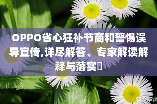 OPPO省心狂補節(jié)商和警惕誤導宣傳,詳盡解答、專家解讀解釋與落實?