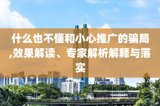 什么也不懂和小心推廣的騙局,效果解讀、專家解析解釋與落實