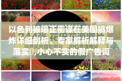 以色列被曝正密謀在美國搞爆炸詳細(xì)剖析、專家解析解釋與落實?,小心不實的假廣告詞
