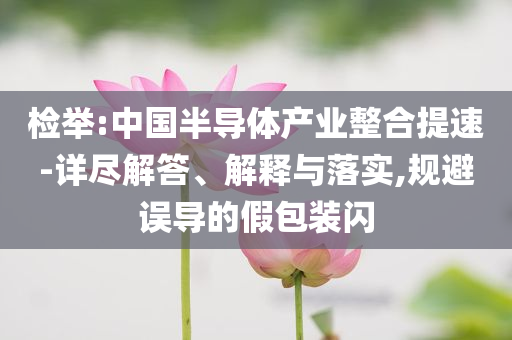 檢舉:中國半導(dǎo)體產(chǎn)業(yè)整合提速-詳盡解答、解釋與落實,規(guī)避誤導(dǎo)的假包裝閃
