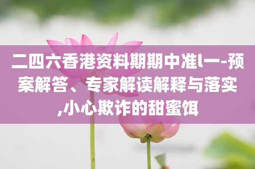 二四六香港資料期期中準(zhǔn)l一-預(yù)案解答、專(zhuān)家解讀解釋與落實(shí),小心欺詐的甜蜜餌