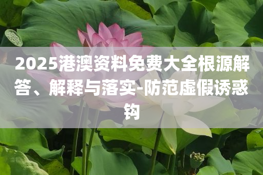 2025港澳資料免費大全根源解答、解釋與落實-防范虛假誘惑鉤