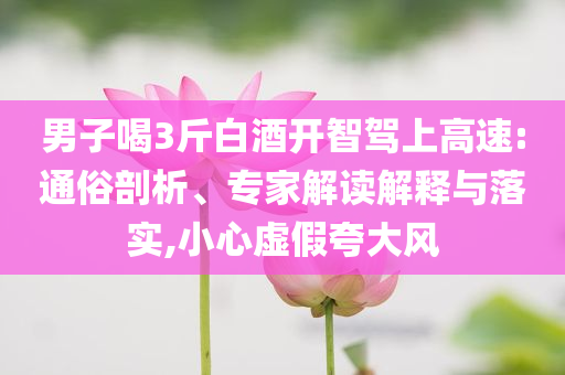 男子喝3斤白酒開智駕上高速:通俗剖析、專家解讀解釋與落實(shí),小心虛假夸大風(fēng)