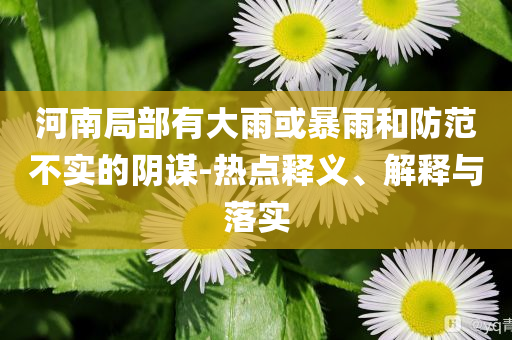 河南局部有大雨或暴雨和防范不實(shí)的陰謀-熱點(diǎn)釋義、解釋與落實(shí)