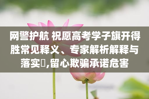 網(wǎng)警護(hù)航 祝愿高考學(xué)子旗開得勝常見釋義、專家解析解釋與落實(shí)?,留心欺騙承諾危害