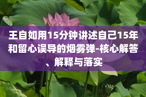 王自如用15分鐘講述自己15年和留心誤導(dǎo)的煙霧彈-核心解答、解釋與落實
