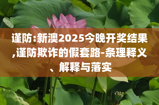 謹(jǐn)防:新澳2025今晚開(kāi)獎(jiǎng)結(jié)果,謹(jǐn)防欺詐的假套路-條理釋義、解釋與落實(shí)