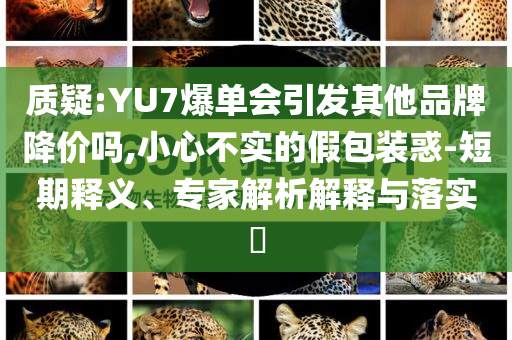 質(zhì)疑:YU7爆單會(huì)引發(fā)其他品牌降價(jià)嗎,小心不實(shí)的假包裝惑-短期釋義、專家解析解釋與落實(shí)?