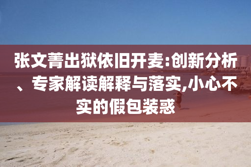 張文菁出獄依舊開麥:創(chuàng)新分析、專家解讀解釋與落實,小心不實的假包裝惑
