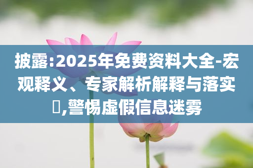 披露:2025年免費(fèi)資料大全-宏觀釋義、專家解析解釋與落實(shí)?,警惕虛假信息迷霧