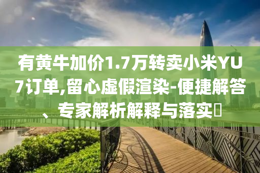 有黃牛加價(jià)1.7萬轉(zhuǎn)賣小米YU7訂單,留心虛假渲染-便捷解答、專家解析解釋與落實(shí)?