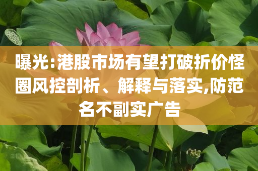 曝光:港股市場有望打破折價怪圈風(fēng)控剖析、解釋與落實,防范名不副實廣告